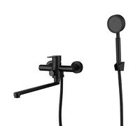 Homelava Rubinetto Vasca da Bagno Nero, Miscelatore Vasca da Bagno con Doccetta, Beccuccio da 35 cm, Girevole a 360°, Acciaio Inossidabile 304