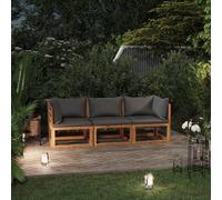 HOMELEN Divano da giardino a 3 posti con cuscino in legno massiccio di acacia, set di mobili da giardino, set di mobili da giardino, salone seduto e divano, adatto per giardini, terrazze