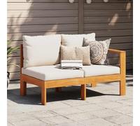 HOMELEN Divano da giardino con 1 bracciolo, 2 posti, in legno massiccio di acacia, set di mobili da giardino, set di mobili da giardino, sala da pranzo, balcone, divano, lounge adatto per giardini
