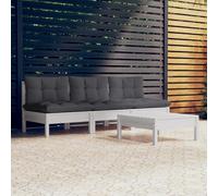 HOMELEN Set di 4 mobili da giardino con cuscino in legno di pino, set di mobili da giardino, set di mobili da giardino, balcone, divano, lounge adatto per giardini, terrazze