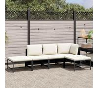HOMELEN Set di 5 divani da giardino con cuscini, colore nero, in polyrattan, per giardini, terrazze