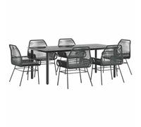 HOMELEN - Set di 7 mobili da giardino con cuscini, in polyrattan e vetro, resistenti alle intemperie, per esterni, terrazza, giardino, cortile, con comode sedie e piano in vetro, 150-200 caratteri
