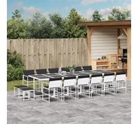 HOMELEN - Set di mobili da giardino da 17 pezzi + tavolo da pranzo per esterni + set di conversazioni resistenti alle intemperie con cuscini in textilene + piano in vetro + telaio in acciaio