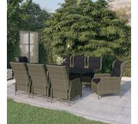 HOMELEN - Set di mobili da giardino da 9 pezzi + tavolo da pranzo per esterni + set di conversazioni resistenti alle intemperie con funzione reclinabile + sedie in rattan sintetico marrone + piano in