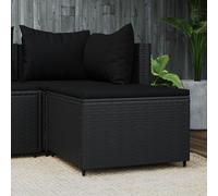 HOMELEN Sgabello da giardino con cuscino, nero, in polyrattan, set di mobili da giardino, set di mobili da giardino, set di intrattenimento, salottino, balcone, divano, lounge adatto per giardini