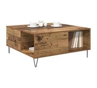 HOMELEN Tavolino da caffè in legno anticato elegante e pratico, 80 x 80 x 36,5 cm, con ripiano e vano portaoggetti, portata massima 75 kg, perfetto per soggiorno, arredamento moderno, tavoli e