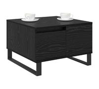 HOMELEN Tavolino da caffè nero effetto rovere, 55 x 55 cm, con cassetto e scaffale, moderno tavolino in legno e metallo, per il soggiorno, design stabile fino a 75 kg, facile da montare