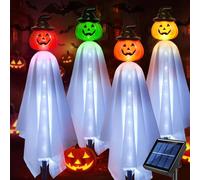 Homeleo Set di 4 luci solari a forma di zucca per decorazione di Halloween, luci solari per esterni, per decorazioni da giardino di Halloween, resistenti alle intemperie