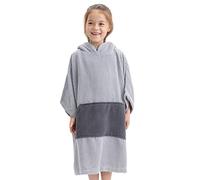 HOMELEVEL Accappatoio Bambino Ragazzo Piscina Nuoto - Poncho con Cappuccio e Tasca Bambina Ragazza - Accappatoi Bambini Teenager Spugna - Cotone 100%