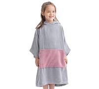 HOMELEVEL Accappatoio Bambino Ragazzo Piscina Nuoto - Poncho con Cappuccio e Tasca Bambina Ragazza - Accappatoi Bambini Teenager Spugna - Cotone 100%
