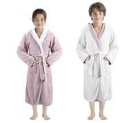 HOMELEVEL Accappatoio Invernale Bambino Ragazzo - Vestaglia con Cappuccio Tasca Bambina Ragazza - Accappatoi Bambini Tessuto Sherpa - Reversibile