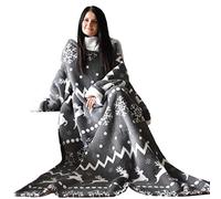 HOMELEVEL Coperta con Maniche Lunghe - Plaid Invernale Braccia Coperte - Poncho Pile - Coperta Divano 150x200cm - Tessuto Sherpa - Design Norvegese