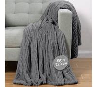 Coperta Sherpa Plaid Pile Singolo Pail Jacquard per Divano 150 x 220 cm Grigio