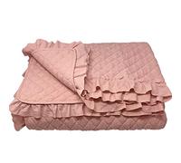 HOMELEVEL copriletto copriletto e copridivano 240cm x 220cm copriletto da divano copriletto XXL Coperta da letto con volant rosa antico