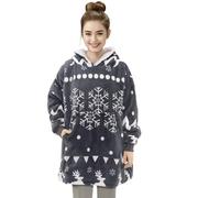 HOMELEVEL Felpa Oversize Bambina Ragazza - Felpa Coperta Bambino - Felpa con Cappuccio - Hoodie Ragazzi con Tasca in Sherpa - Grigio Scuro con Design Invernale