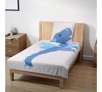 HOMELEVEL Set Lenzuola Letto Singolo - Coperta Trapuntata Singola 135x200 cm Federa Cuscino 80x80 cm - Biancheria Letto Bambini Bambine - Disegno Drago - Bianco Azzurro Blu