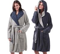 HOMELEVEL Vestaglia Donna Invernale - Accappatoio Donna da Casa - Vestaglia Calda in Morbido Tessuto Sherpa - Design Reversibile con Cappuccio e Tasche - Diverse Taglie e Colori