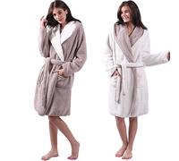 HOMELEVEL Vestaglia Donna Invernale - Accappatoio Donna da Casa - Vestaglia Calda in Morbido Tessuto Sherpa - Design Reversibile con Cappuccio e Tasche - Diverse Taglie e Colori