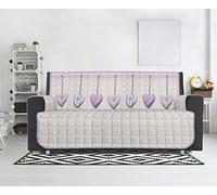 HomeLife Copri Divano 2 posti con Braccioli in Cotone Made In Italy | Telo Copridivano 2 posti Antimacchia e Idrorepellente | Telo copridivano due posti Fantasia Cuori Appesi Rosa