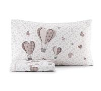 HomeLife: Copri Piumone Letto Matrimoniale Cotone Traspirante Made in Italy | Parure Copripiumino Letto Matrimoniale Colorato con Sacco Piumino Letto Matrimoniale con due Federe [Mongolfiera, Beige]