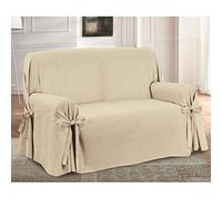 HomeLife - Copridivano a tre posti con Laccetti in Cotone Beige - Elegante Salvadivano a 3 posti con lacci - Telo per copertura divano e protezione da polvere, macchie ed usura. Made in Italy - Beige