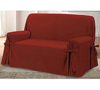 HomeLife - Copridivano a tre posti con Laccetti in Cotone Rosso - Elegante Salvadivano a 3 posti con lacci - Telo per copertura divano e protezione da polvere, macchie ed usura. Made in Italy - Rosso