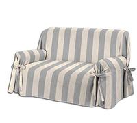 HomeLife - Copridivano con Laccetti a due posti Grigio - Salvadivano 2 posti a Righe - Telo in Cotone con lacci per copertura, protezione da polvere, macchie e usura. Qualità Made in Italy - Grigio