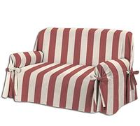 HomeLife - Copridivano con Laccetti a due posti Rosso - Salvadivano 2 posti a Righe - Telo in Cotone con lacci per copertura, protezione da polvere, macchie e usura. Qualità Made in Italy - Rosso