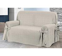 HomeLife - Copridivano tre posti - Elegante Salvadivano a 3 posti con Motivo Rigato - Telo in Cotone per copertura divano e protezione da polvere, macchie ed usura. Alta Qualità Made in Italy - Beige