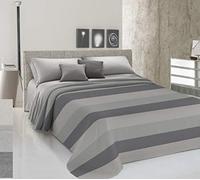 HomeLife Copriletto Matrimoniale Estivo PrimaverileTinto in Filo [250x290] Made In Italy | Coperta Letto Matrimoniale a Righe Larghe 100% Cotone | Lenzuolo Copriletto Matrimoniale Leggero | 2P Grigio