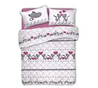 HomeLife Copriletto Singolo Primaverile [170X280] Made in Italy | Trapunta Singola per Letto a 1 Piazza | Trapuntino in Cotone Imbottita con Poliestere Fantasia Gattini e Cuori [1P Rosa]