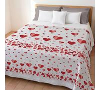 HomeLife Copriletto una piazza e mezzo Cotone Primaverile/Estiva Made In Italy [220x280] | Coperta Cotone Leggera per Letto alla Francese | Copri Letto con Fantasia Cuori e Mongolfiere | Rosso