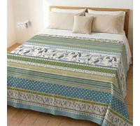 HomeLife Copriletto una Piazza e Mezzo Estivo in Cotone Piquet 100% Made In Italy - Fresca Coperta Estiva, Leggera e Traspirante per l'Estate con Allegra Cagnolini Verde -220x280
