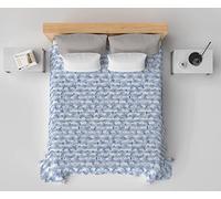 HomeLife Copriletto una Piazza e Mezzo Estivo in Cotone Piquet 100% Made In Italy - Fresca Coperta Estiva, Leggera e Traspirante per l'Estate con Fantasia Marina a Righe, Blu - 220x280