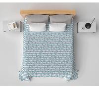 HomeLife Copriletto una Piazza e Mezzo Estivo in Cotone Piquet 100% Made In Italy - Fresca Coperta Estiva, Leggera e Traspirante per l'Estate con Fantasia Marina a Righe, Verde - 220x280
