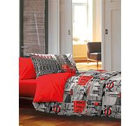 HomeLife Piumone 1 Piazza e Mezza Invernale Fantasia Londra 220X250 | Piumone Letto Autunno/Inverno Double Face | Trapunta Singola Calda Anallergica | Piumino in Microfibra |1,5P