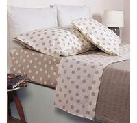 HomeLife Set Lenzuola Completo Letto Matrimoniale 100%Cotone Made in Italy | Lenzuolo Sopra 245x290CM + Lenzuolo Sotto con Angoli 180x200 + Coppia Federe a Bottoni 50x80, Fantasia Pois Beige e Tortora