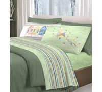HomeLife Set Lenzuola Una Piazza e Mezza Cotone Made in Italy | Lenzuola Letto Francese, 1 Piazza e Mezza Fantasia | Lenzuolo Sopra, Sotto con Angoli, Federa | Aquiloni, Verde