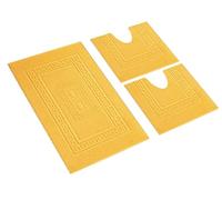 HomeLife - Set Tappeti Bagno 3 Pezzi Made in Italy, con: 1 Tappeto Bagno Assorbente (60X90) e 2 Tappetini Bagno (45X60). Tappeti Cotone Lavabili Lavatrice senza Antiscivolo, Tappeto Bagno Giallo