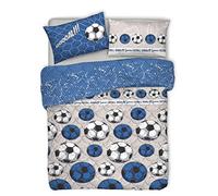 HomeLife Trapunta Singola Invernale Made in Italy | Piumone Letto 300gr/mq Autunno/Inverno in Cotone | Caldo Piumone Anallergico | Piumino Fantasia Calcio | Nero/Blu, 1 Piazza Misura 170X280
