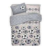 HomeLife Trapunta Singola Invernale Made in Italy | Piumone Letto Singolo 300gr/mq Autunno/Inverno in Cotone | Caldo Piumone Anallergico | Piumino Fantasia Calcio | Bianco/Nero, 1 Piazza 170X280