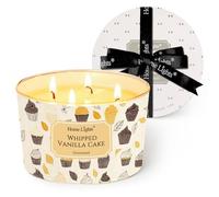HomeLights Candele al profumo di cedro balsamico 510g, stile industriale chic, barattoli grandi da 4 stoppini Candele ideali per regali per eventi Seasonal Gourmand (Torta di vaniglia frustate)