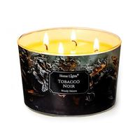 HomeLights - Candele profumate per donna e uomo, 18 once, aromaterapia, 4 stoppini, ideale per decorazioni e regali in stile industriale chic, fragranza tabacco nero