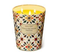 HomeLights Candele profumate per donne e uomini, 3 stoppini in vaso da 960g Floral (Fiore di pesca Freesia)