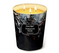 HomeLights Candele profumate per donne e uomini, 3 stoppini in vaso da 960g (Tabacco nero)