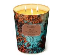 HomeLights Candele profumate per donne e uomini, 3 stoppini in vaso da 960g (Teak Mogno)