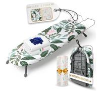 Homellence Asse Stiro Salvaspazio da Viaggio - Mini Asse Stiro da Tavolo Pieghevole Piccolo con Meccanismo Brevettato - Foldable Ironing Board - 2 Coperture Premium - Piccolo e Compatto (Verde)
