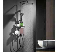 HOMELODY Doccia a pioggia senza rubinetto, sistema doccia nero con soffione Ø 30 cm
