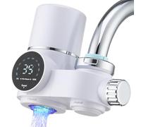 HOMELODY Filtro acqua potabile, filtro dell'acqua con indicatore LED, rimuove cloro, metalli pesanti e cattivo gusto, filtro anticalcare rubinetto con luce blu per cucina (incluso filtro*1)