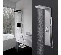 HOMELODY Pannello doccia, rubinetto doccia a 4 funzioni, set completo con rubinetto, tra cui doccia a pioggia, doccia massaggiante, doccetta e beccuccio per vasca da bagno, adatto per il bagno, in